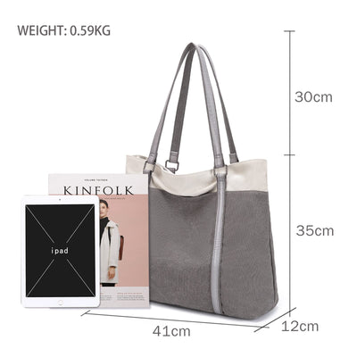 Handbag Shoulder Bag Canvas Casual Large Bag Shopper Elegant for Office School Work