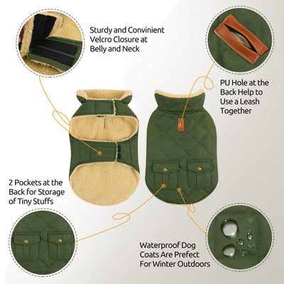 Winter Coat Dog Coat, Warm Winter Jackets with Fleece for Dogs