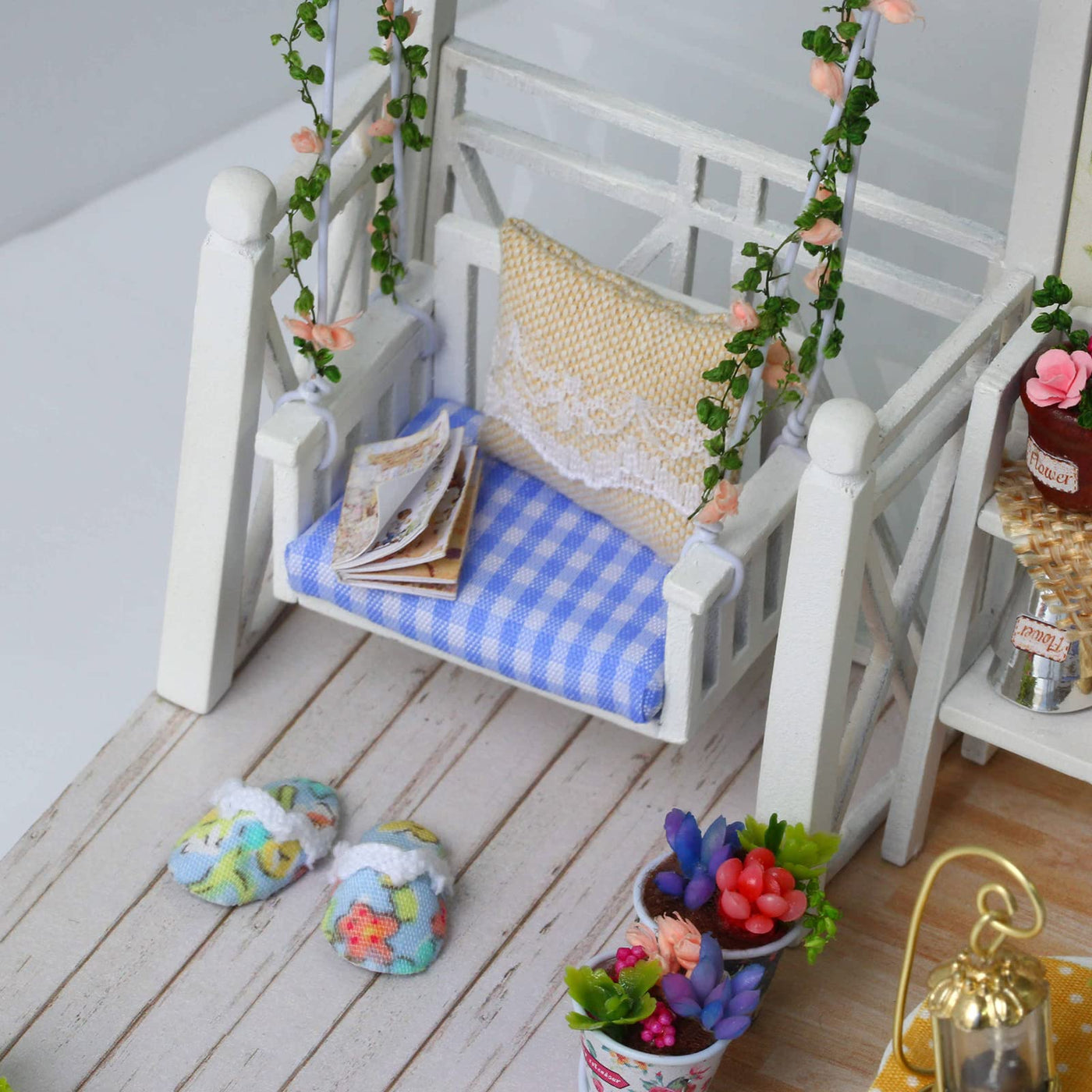 Kit Miniature Fait Main De Maison De Poupée En Bois De Bricolage-Modèle De Salon à LED, Tous Les Meubles.