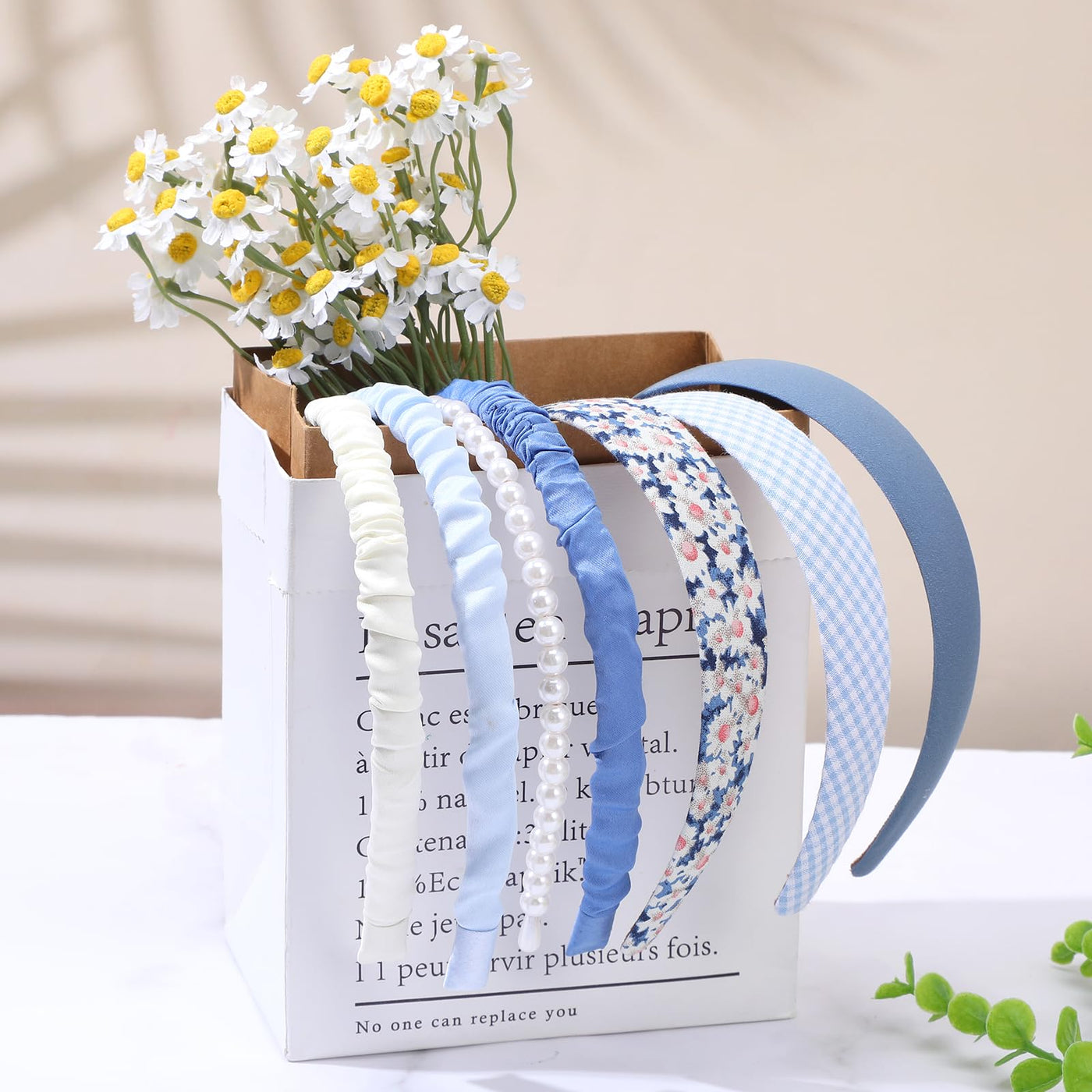 Serre-têtes à la mode Set de 7 serre-têtes antidérapants Bandeaux multicolores en tissu mignon et scintillant