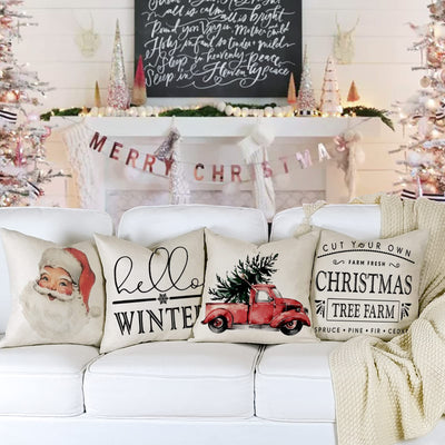 Cushion cover set of 4 cushion cover Christmas cushion covers decorative cushions linen cushion covers for decoration Christmas sofa