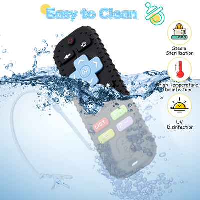 Dentition pour bébé avec télécommande, aide à la dentition en silicone sans BPA avec chaîne de tétine en silicone pour bébé