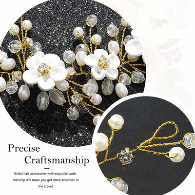 Coiffure fleurie perles accessoires de cheveux mariage coiffure de mariée en cristal
