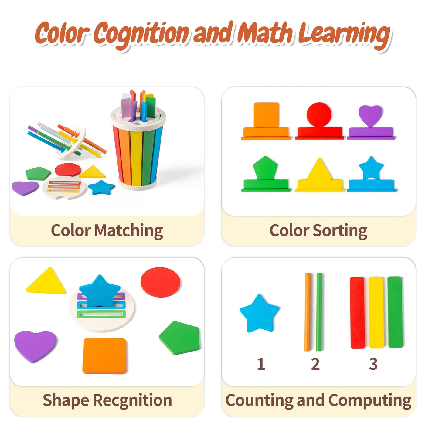 Children's toys for learning colors, sorting games, wooden toys for babies, motor skills toys
