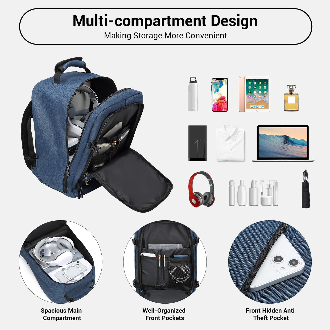 Cabin bag for under-seat travel hand luggage cabin size minimalist