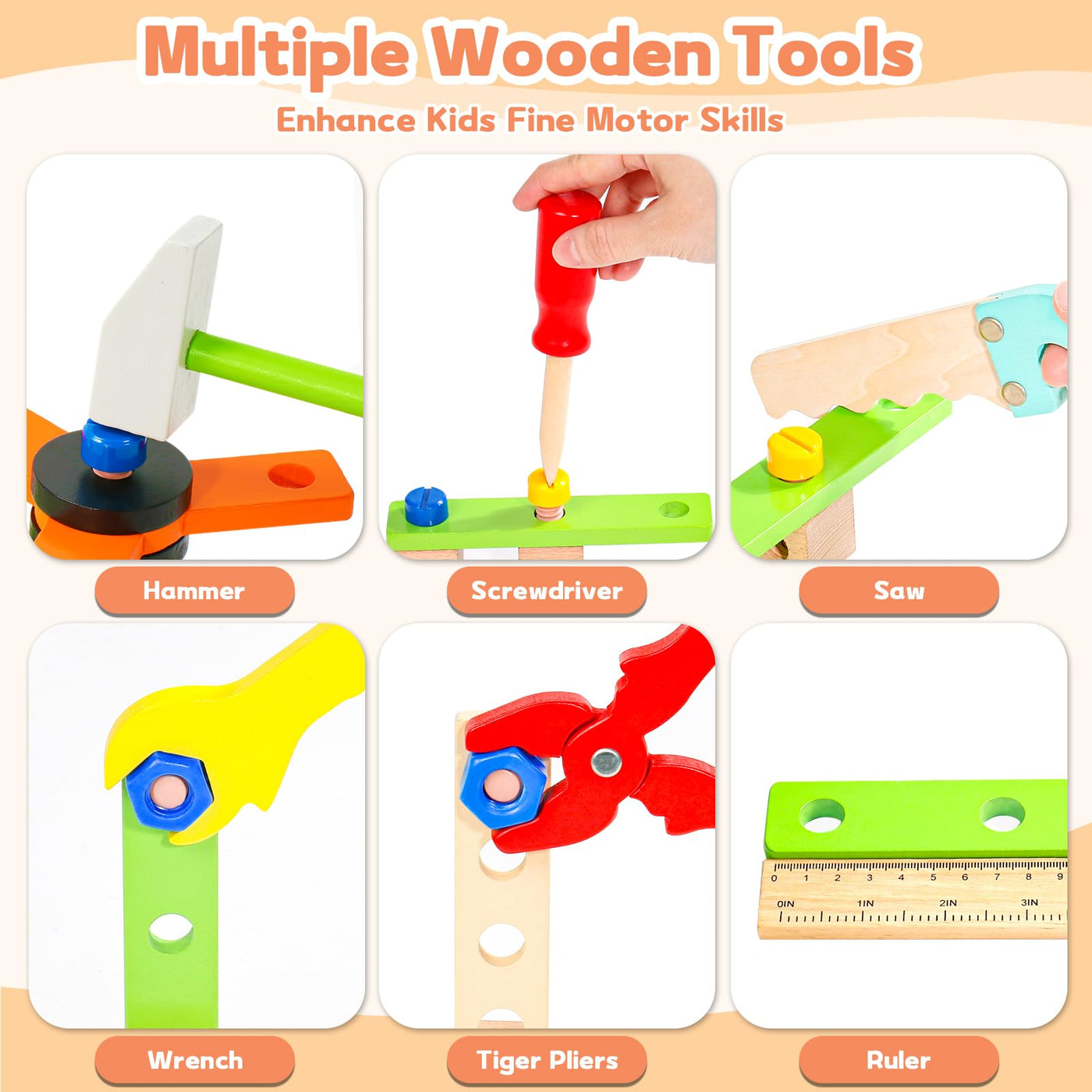 Tool box children's toys, children's tools wooden toy tool box