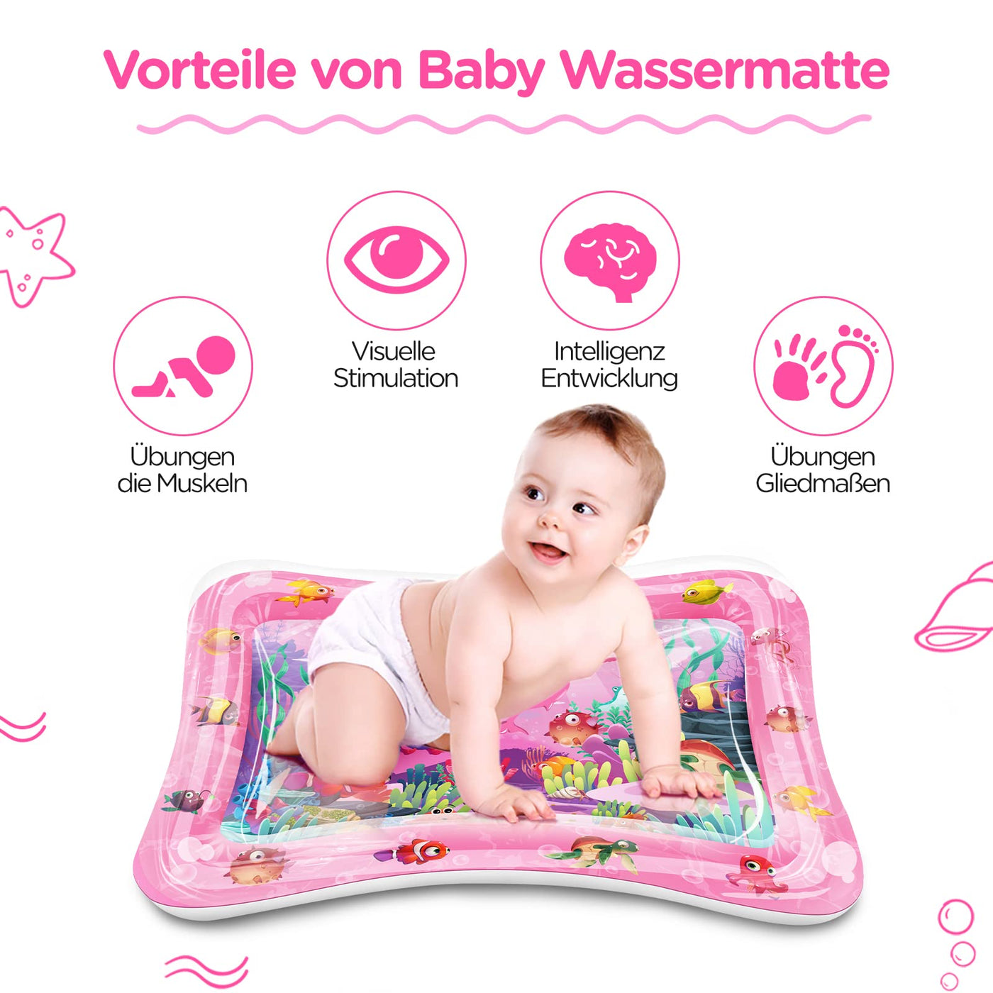 Water mat baby toy, water play mat BPA-free, play mat baby, inflatable tummy time mat, fun activities Stimulating your baby's growth