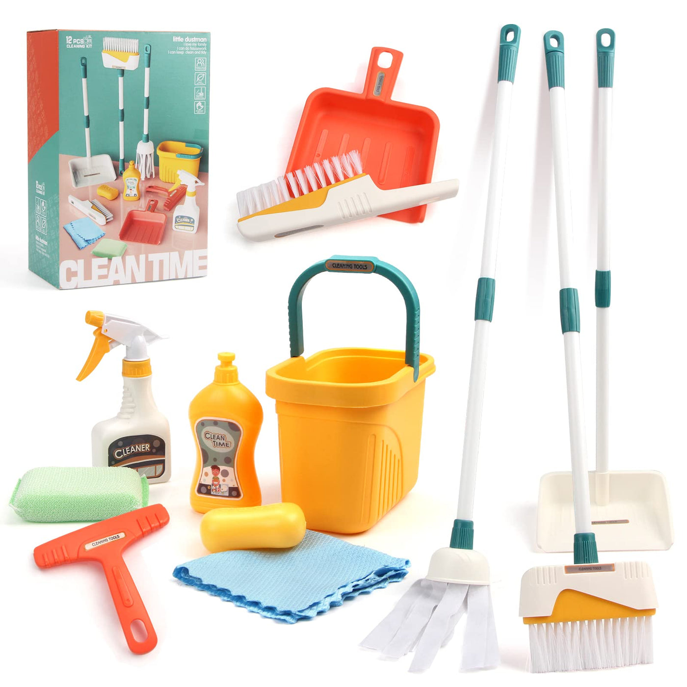 Set balai enfants, set pelle et balai 12pcs kids cleaning set, kids broom set