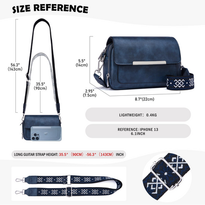 Handy Umhängetasche, Vegan Leder Crossbody Bag Umhängetasche mit verstellbarem abnehmbarem breitem Riemen