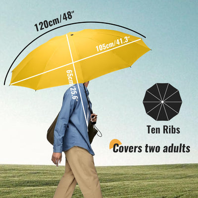 Compact Travel Umbrella Large Stormproof - Inverted folding umbrella, automatic pocket umbrella for rain