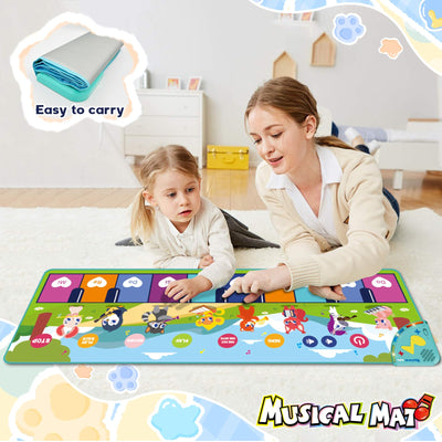 Tapis de piano pour enfants, tapis de musique pour enfants avec 8 instruments 17 chansons, tapis de danse pour bébé, tapis de piano, jeu musical pour les tout-petits.