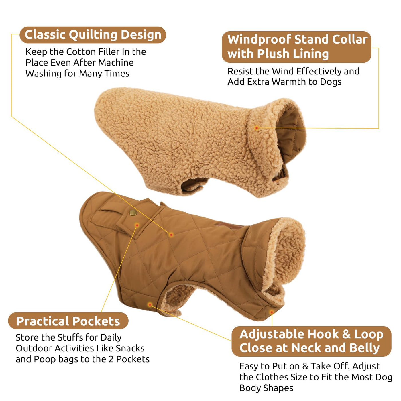 Winter Coat Dog Coat, Warm Winter Jackets with Fleece for Dogs