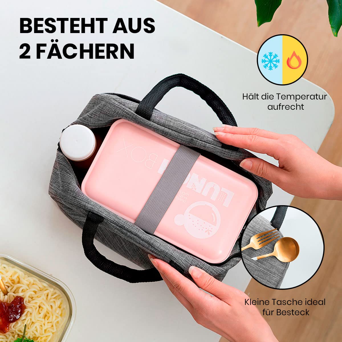 Kühltasche, Lunchbag, Thermotasche mit Folienfutter, isolierte Lunchbag