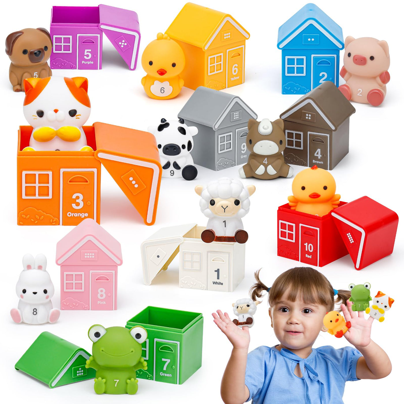 20pcs farm toys educational toys for toddlers - stacking toys motor skills toys