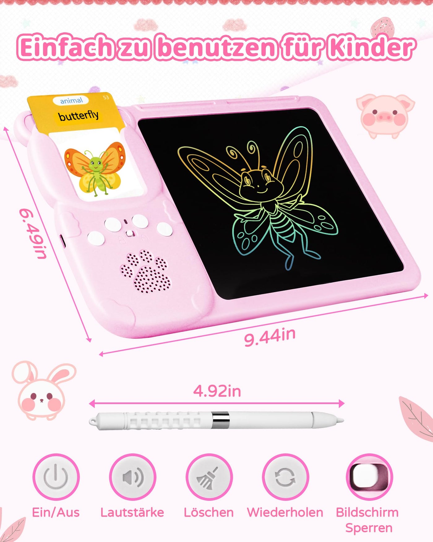 Learning toys, German and English learning for children, 510 words speaking flash cards with LCD writing tablet