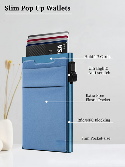 Portefeuille minimaliste - Porte-cartes avec protection RFID - Portefeuille à rabat - Porte-cartes de crédit étroit avec pochette à monnaie