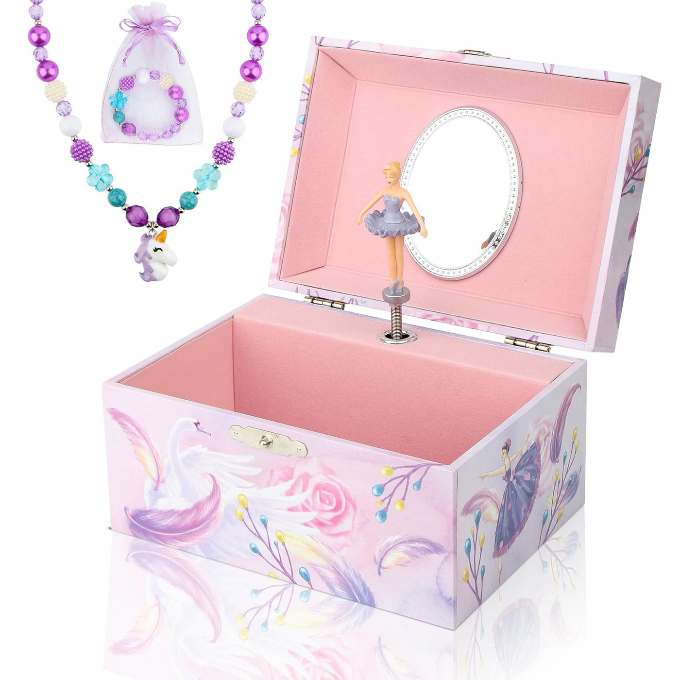 Jewelry box with music, children's jewelry box music box with spinning ballerina