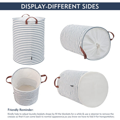 Foldable Round Storage Laundry Baskets, Cotton