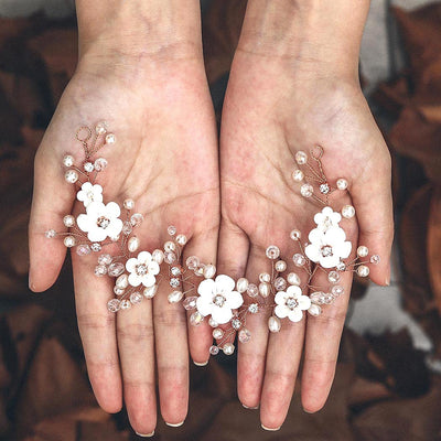 Coiffure fleurie perles accessoires de cheveux mariage coiffure de mariée en cristal