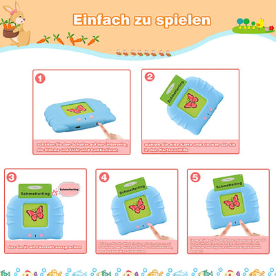 Talking German flash cards educational toy, 194 sheets 388 words, Audible educational toy