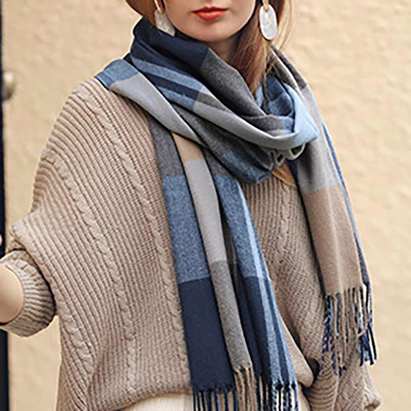scarf thick knitted scarf plaid neckerchief scarf poncho
