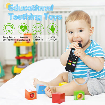 Dentition pour bébé avec télécommande, aide à la dentition en silicone sans BPA avec chaîne de tétine en silicone pour bébé