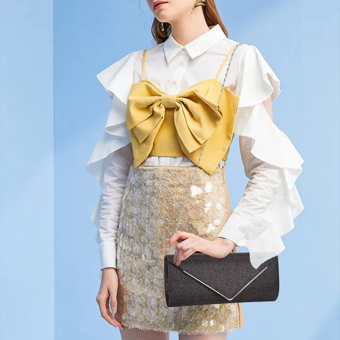 Clutch Lederhandtaschen mit abnehmbarer Kette