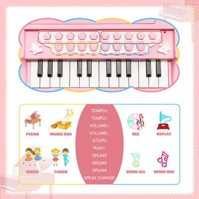 Piano toy toddler piano music toy instruments with 24 keys and microphone