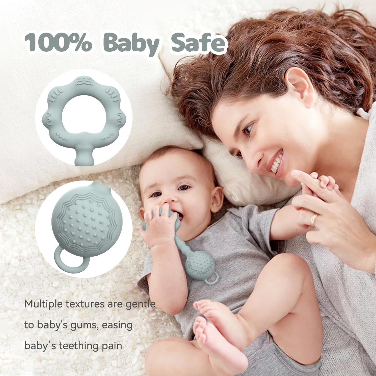 Hochet et jouet de dentition 2-en-1 pour apaiser les gencives douloureuses et amuser les tout-petits