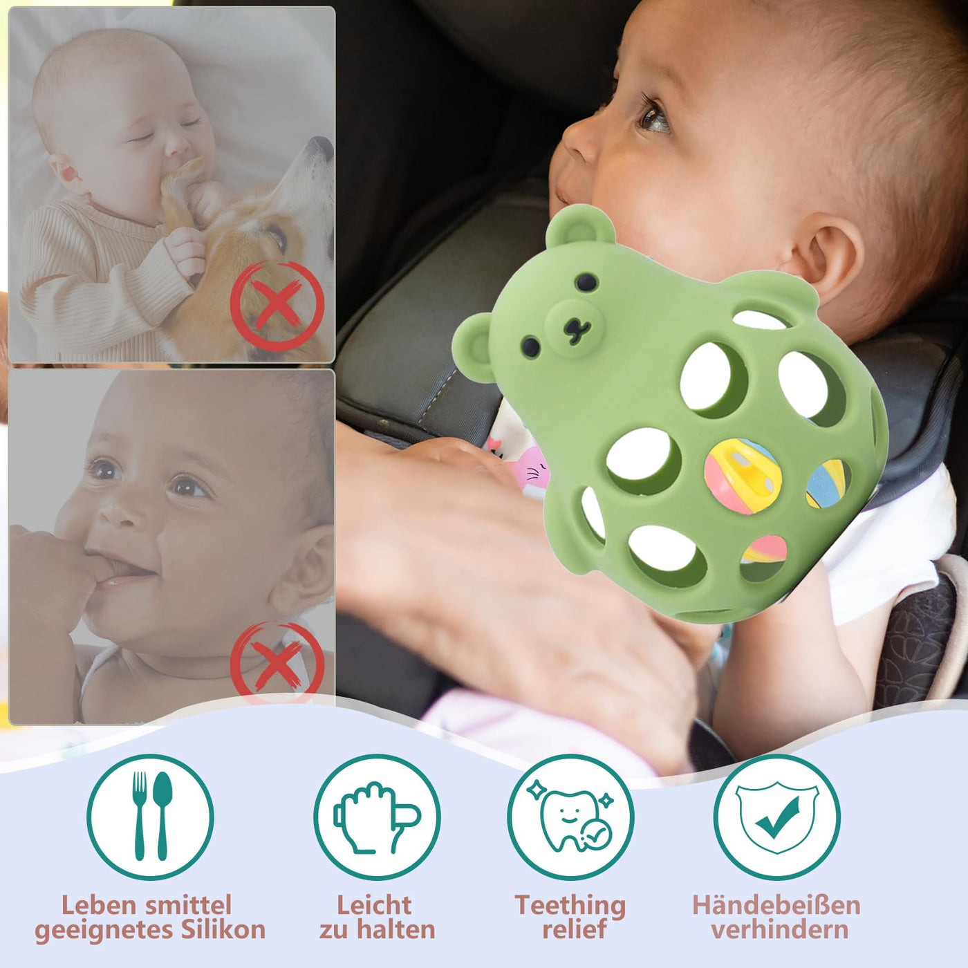 Boule de préhension pour bébé - jouet pour bébé，aide à la dentition pour bébé