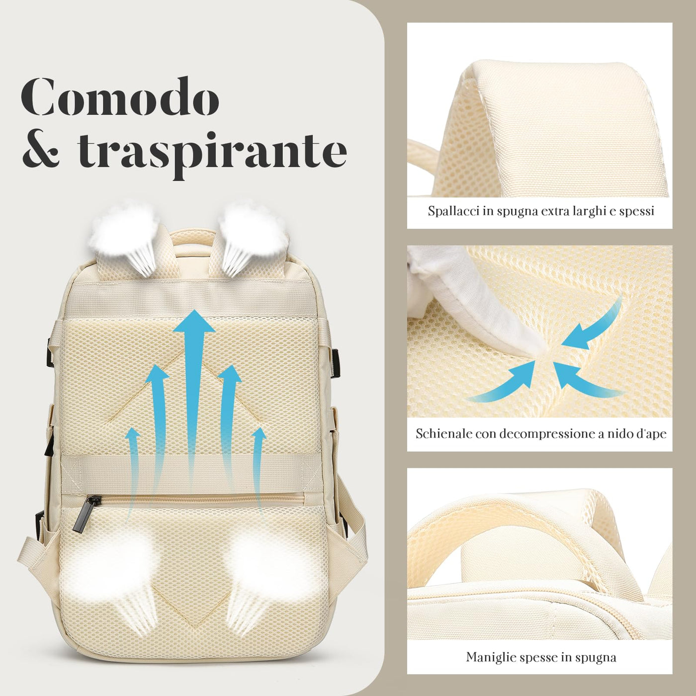 Hand Luggage Backpack Lightweight Laptop Compartment & Anti-theft Device
