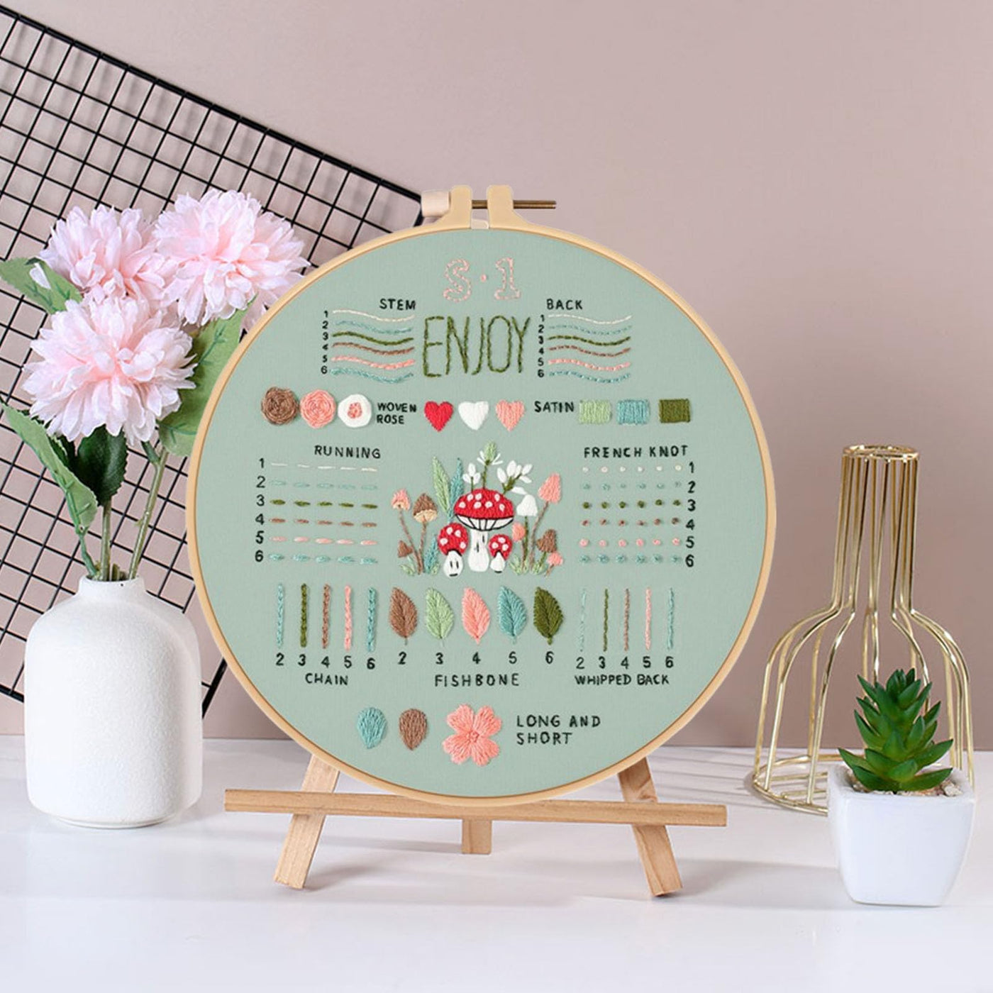 Sets Kit de pratique de points de broderie pour les débutants, points de broderie de base et avancés