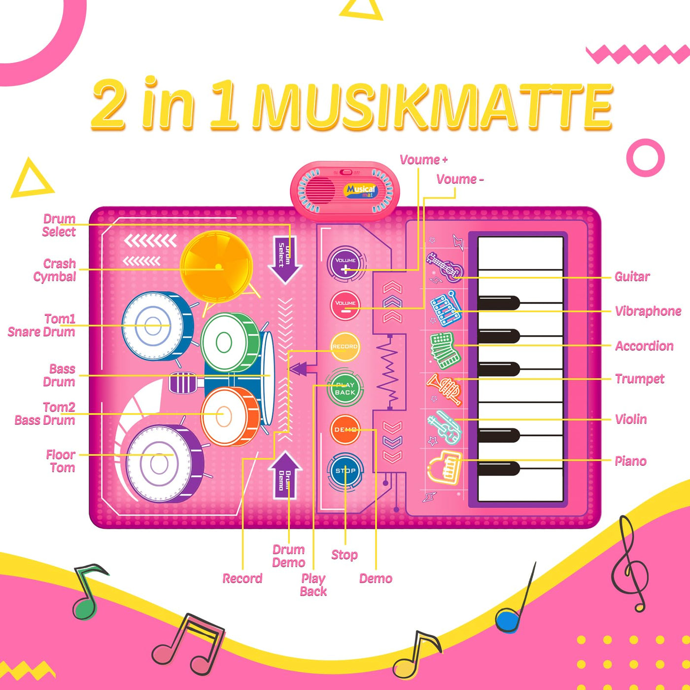 Multifunctional music mat & drum