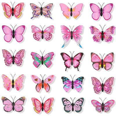 20 pièces décoration papillons avec épingles à nourrice, broche papillon en PVC