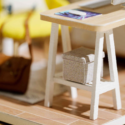 Kit Maison de Poupée Miniature-Modèle Créatif en Bois avec Éclairage LED et Cache-poussière