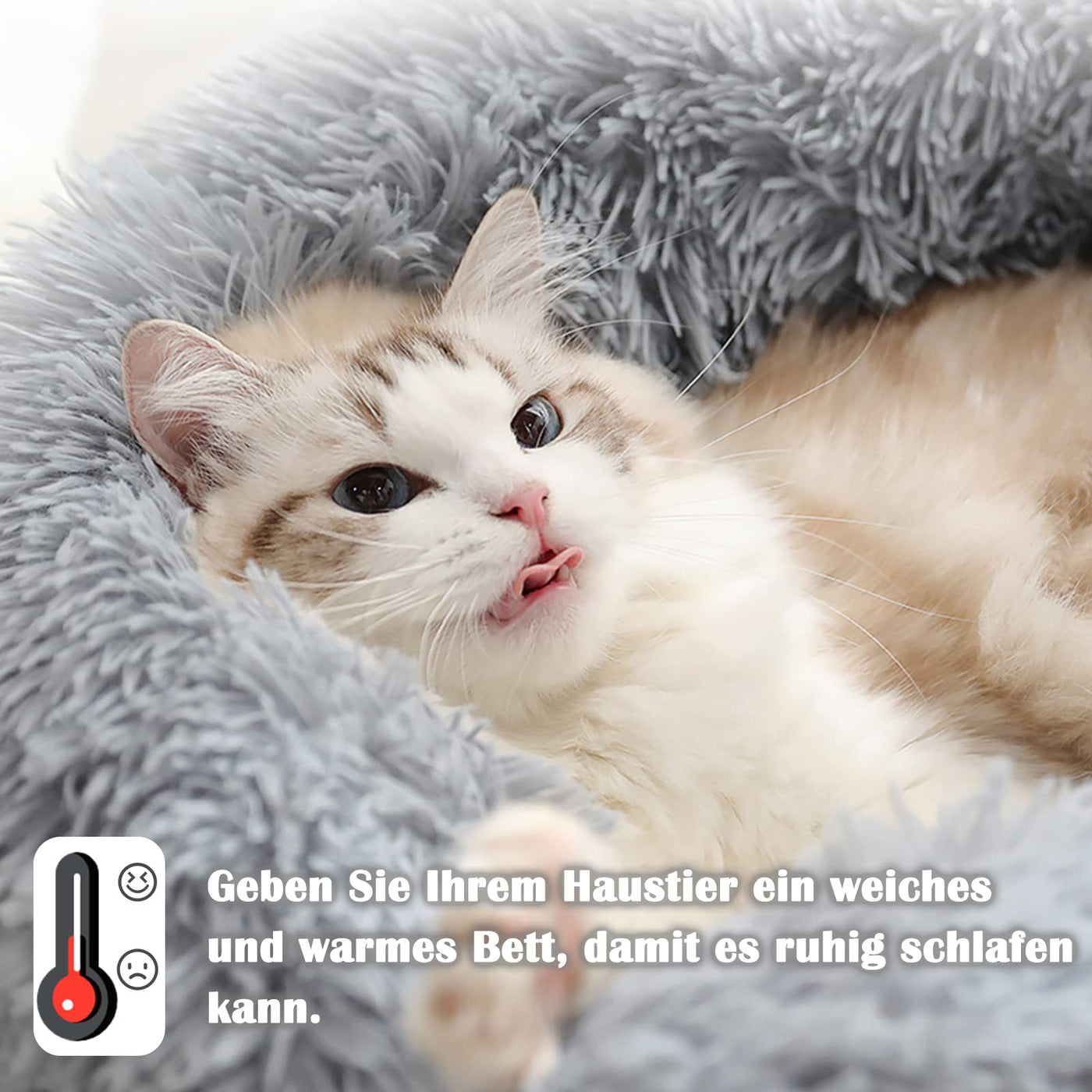 Lit pour chat Lit pour chien Fluffy Round - Donut Cuddly Cat Cushion Cat Basket Washable