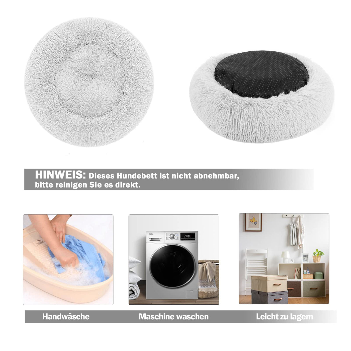 Panier pour chien Coussin pour chien Rond en peluche - Donut