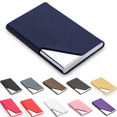 Business card case, luxurious PU leather premium business card holder, with magnetic closure, for gentle storage of your cards