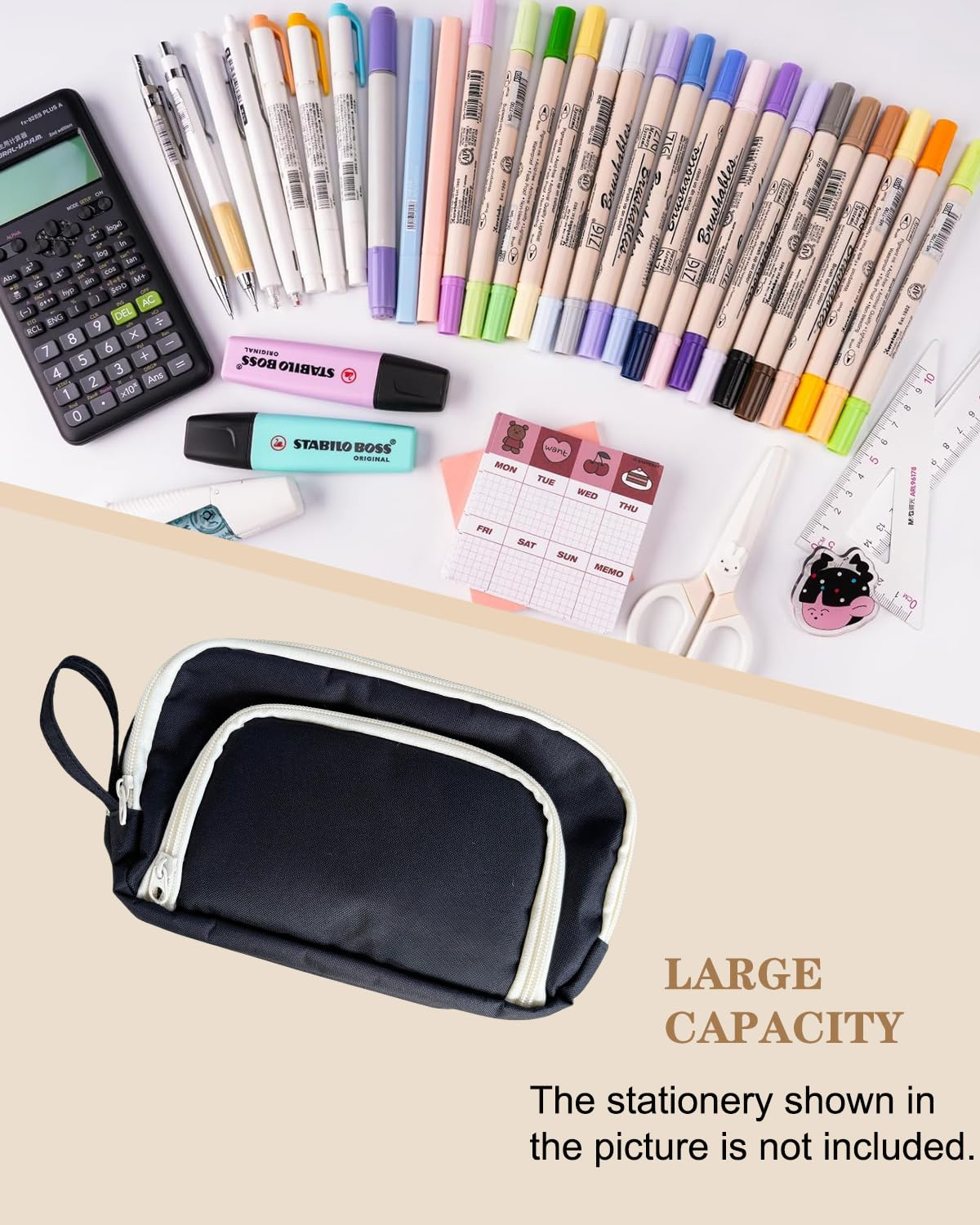 Trousse à crayons avec 3 compartiments