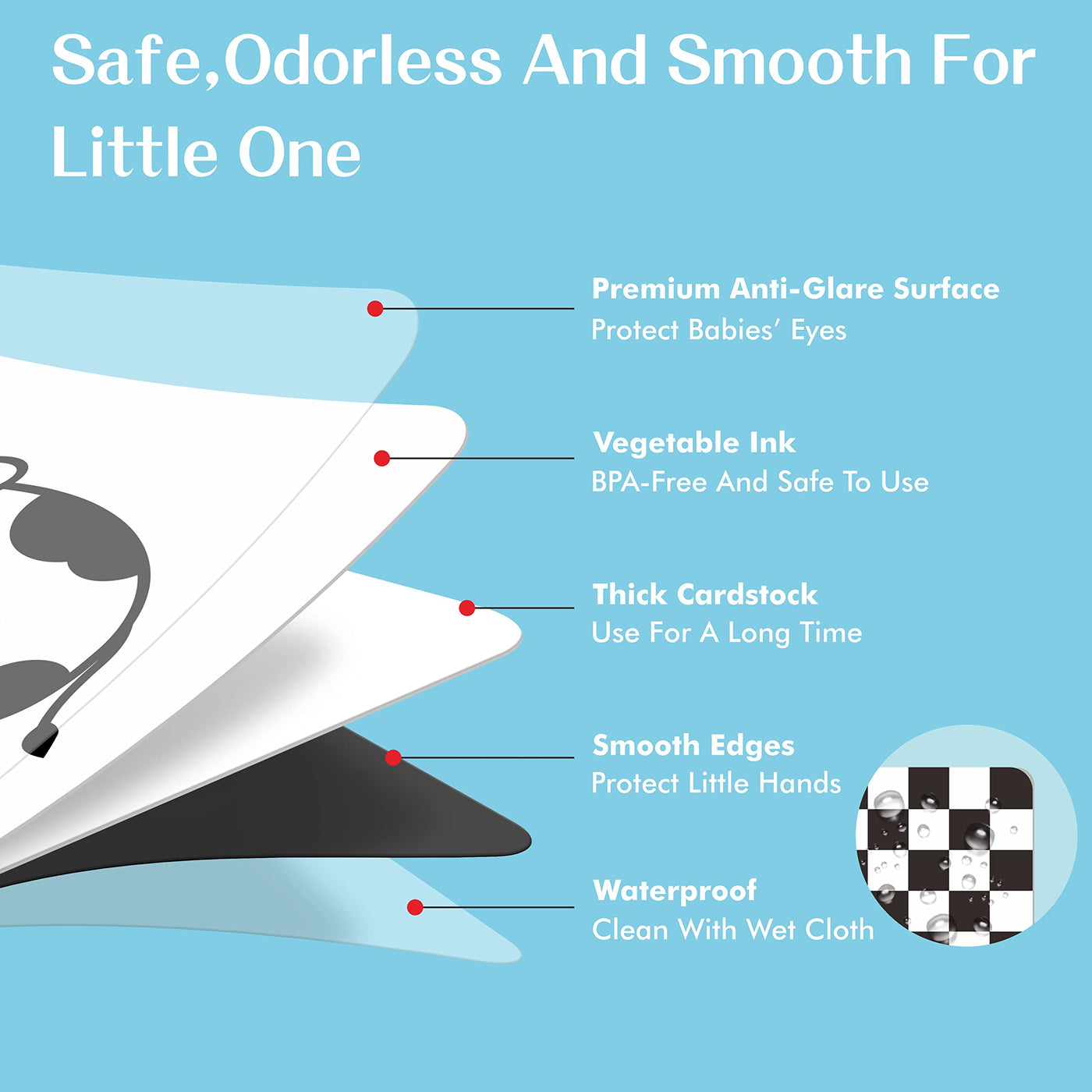 25 flashcards pour la stimulation visuelle des bébés, le développement sensoriel des nouveau-nés