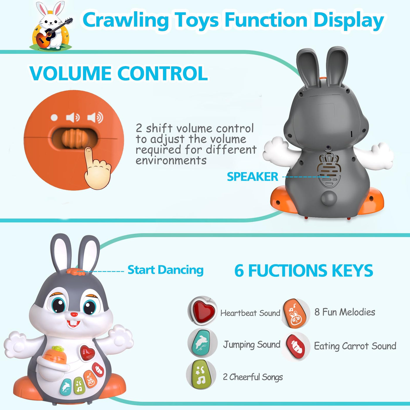 Baby musical toys toys,crawling toys baby toys ,Bunny toy Interactive learning toy with music