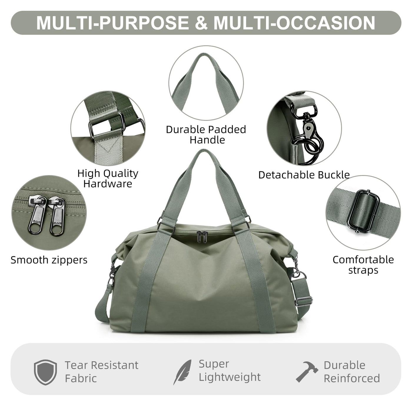 Sports Bag Hand Luggage Bag Weekender Bag With Trolley Sleeve, Waterproof Travel Bag Duffle Bag