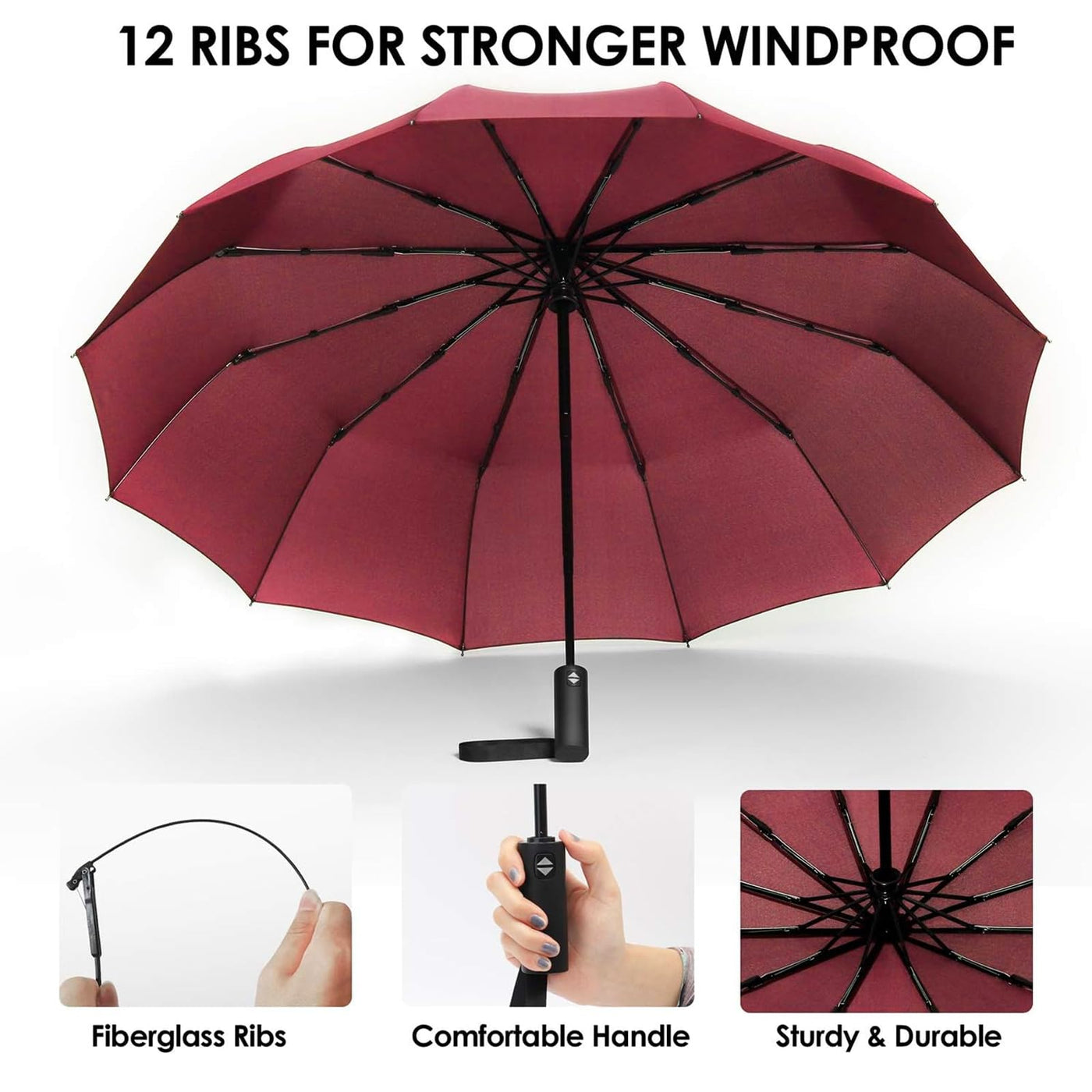 Umbrella, compact strong windproof automatic umbrellas, folding lightweight