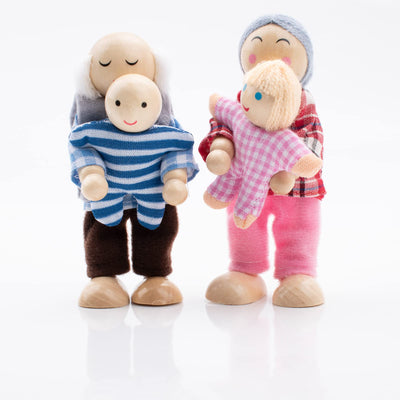 Maison de Poupée en Bois Poupées Famille Sertie de Figurines de Maison de Poupée pour Chat et Chien pour Faire Semblant d'Accessoires de Maison de Poupée Cadeau