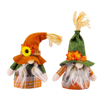 Autumn gnome decoration, 2 pieces handmade harvest festival faceless doll gnome, for Thanksgiving Halloween