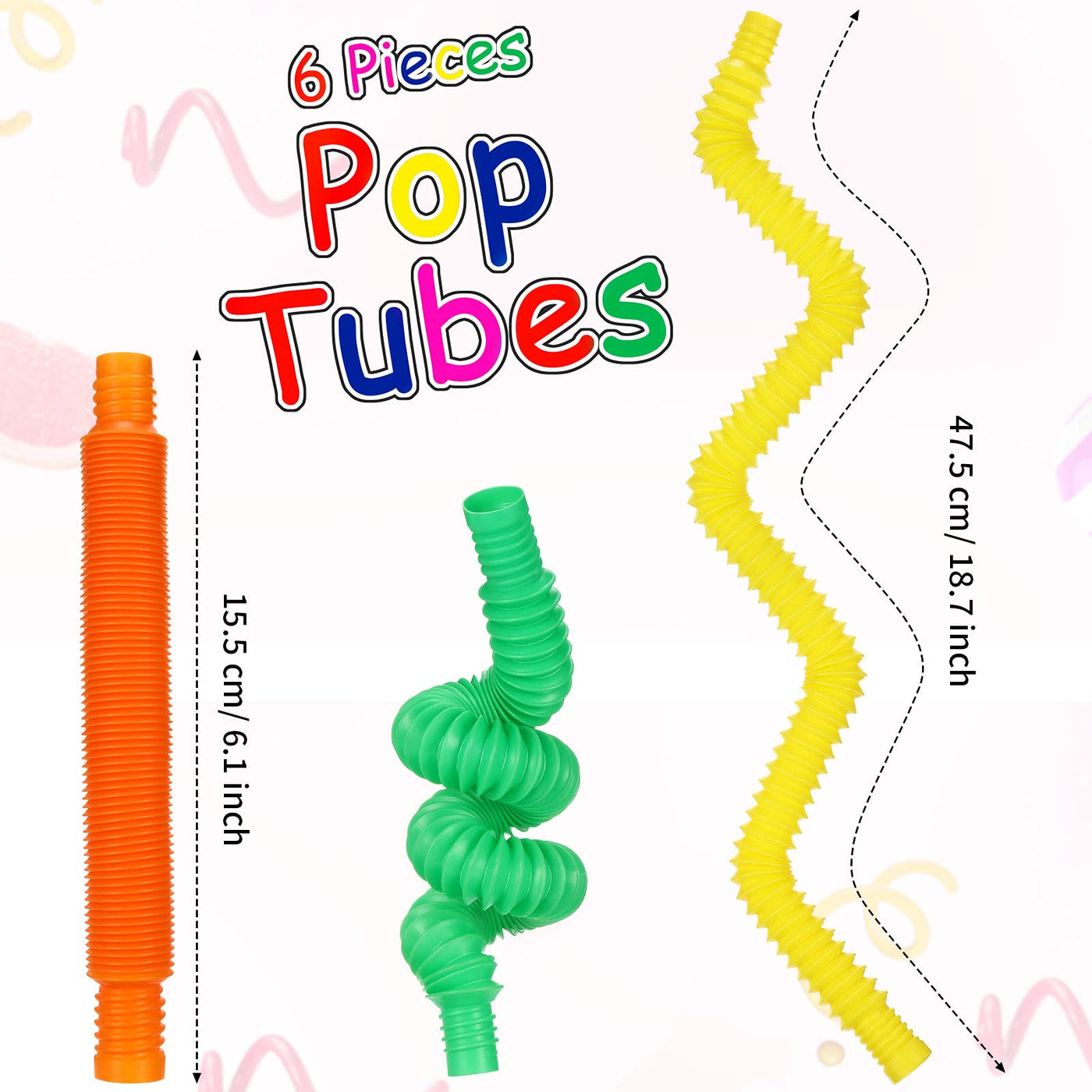 8 Pieces Mini Pop Tube Sensory Toy, Colorful Stretch Tube Sensory Toy, Pop Tube Fidget Toy for Stress Relief Party Favors