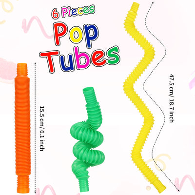 8 Pieces Mini Pop Tube Sensory Toy, Colorful Stretch Tube Sensory Toy, Pop Tube Fidget Toy for Stress Relief Party Favors