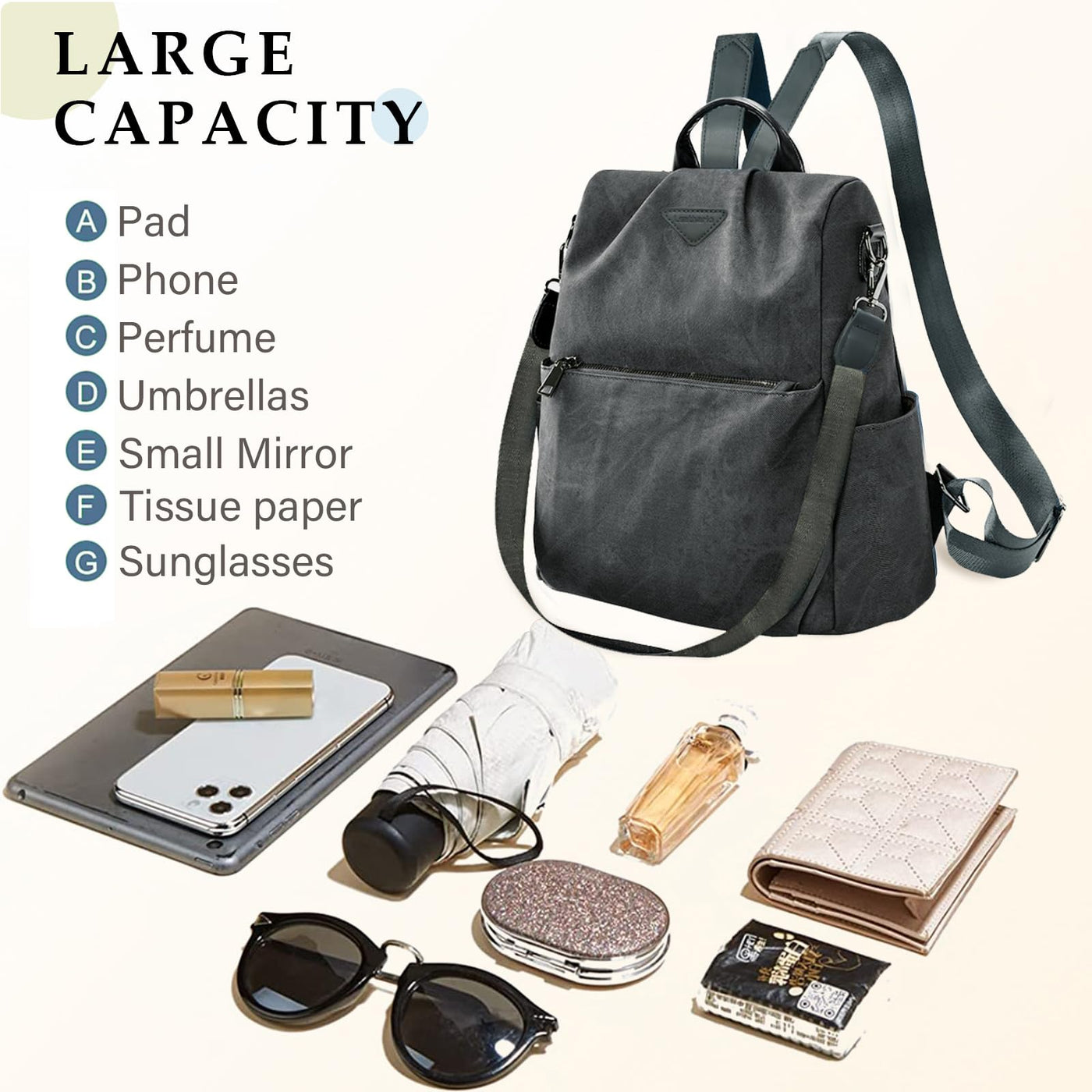 Backpack small,vegan leather city backpack,backpack handbag anti-theft,elegant daypack for office,commuting,work