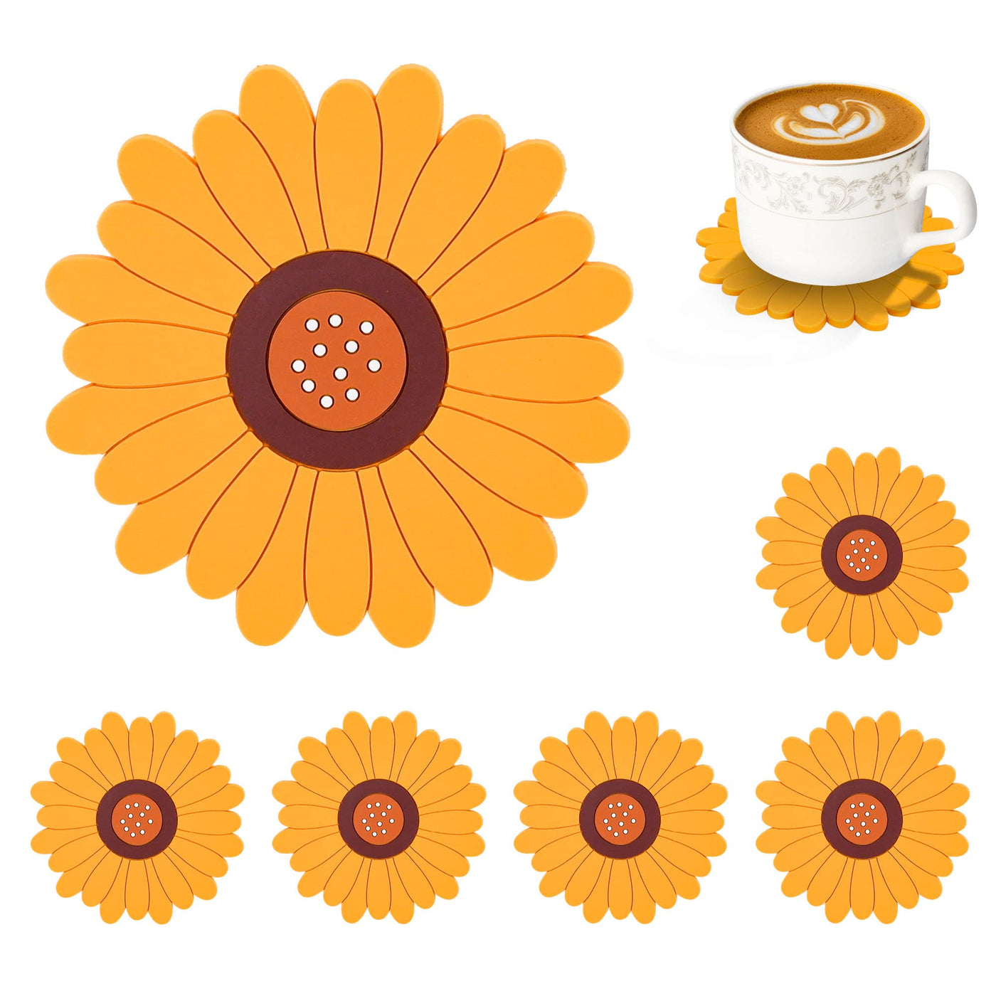 Set of 6 silicone glass coasters for drinks, cups, bar, glass - Table coasters
