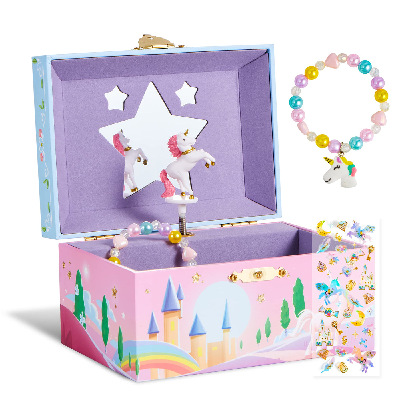 Musical jewelry box, rotating unicorn toy for children music box